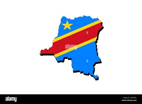 Silhouette of the map of Democratic Republic of Congo with its flag ...