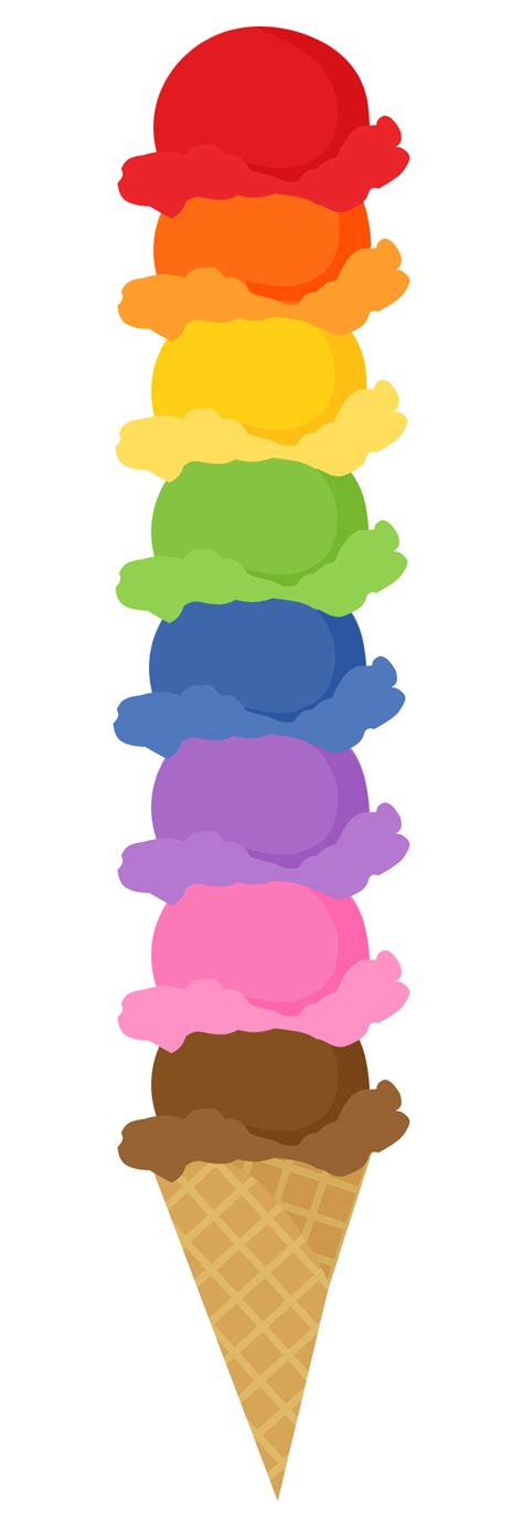 Rainbow Ice Cream Cute Clipart Clip Art