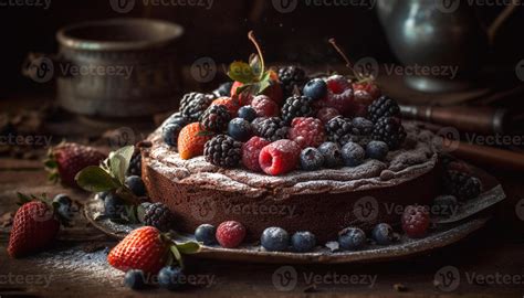 Indulgent Homemade Berry Cheesecake On Rustic Wood Plate Temptation