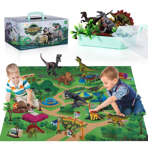 Temi Dinosaur Toy W Activity Play Mat And Trees Educational Realistic