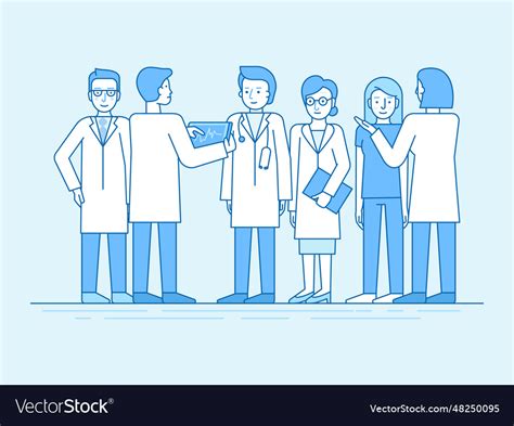 In flat linear style and blue color - medical Vector Image