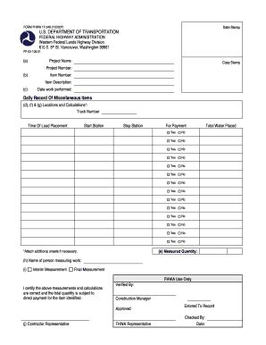 Fillable Online Wfl Fhwa Dot WFL Resources Construction Forms