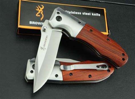 Browning Da51 Fast Open Tactical Folding Knife Wood Handle 3cr13outdoor