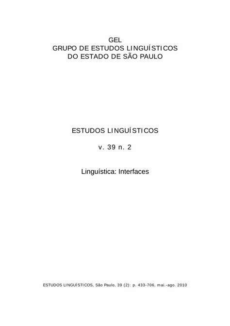 PDF GEL GRUPO DE ESTUDOS LINGUÍSTICOS DO REVISTA ESTUDOS