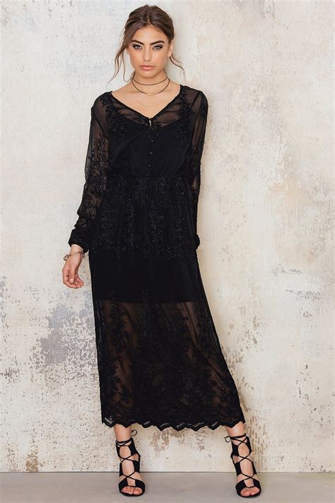 Lace Maxi Dress Black Na Kd