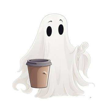 Ghost Drinking Coffee Halloween Coffee Drink PNG Transparent Image