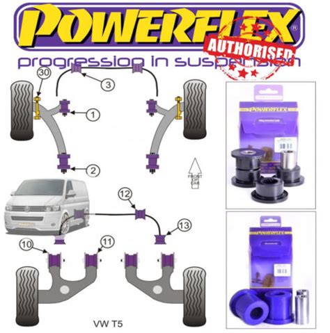 Powerflex PU Front Arm Wishbone Bushes For VW T5 T6 Transporter Van