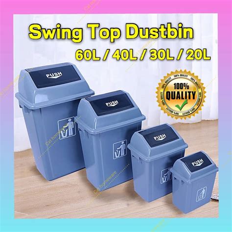 40L 60L Swing Top Garbage Bin With Swing Lid Dustbin Waste Paper