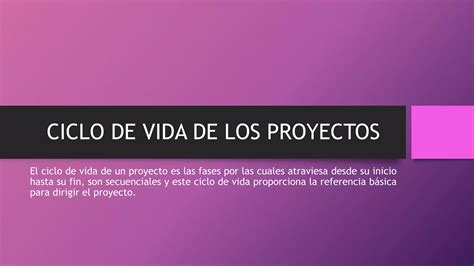 Ciclo De Vida De Los Proyectos Hernández Y Ppt