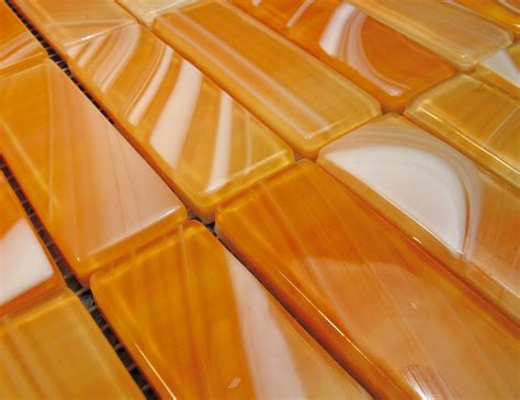 Aria 602 Luxury Orange Murano Glass Italian Mosaic Tiles