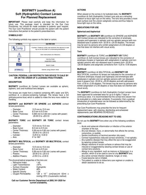 Lf0125a Package Insert Comfilcon A Biofinity Sphere Toric