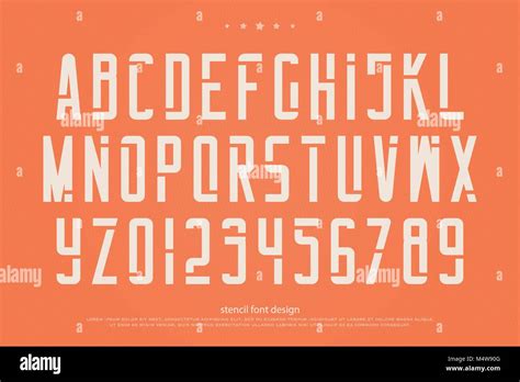 Stencil Alphabet Letters And Numbers Vector Geometric Font Type