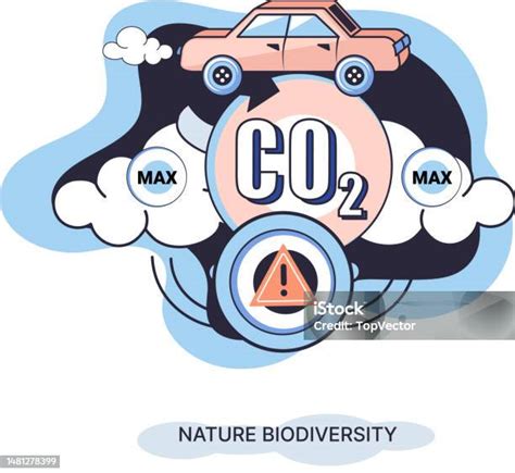 Ilustración De Niveles Récord De Dióxido De Carbono Co2 En La Atmósfera La Huella De Carbono Y