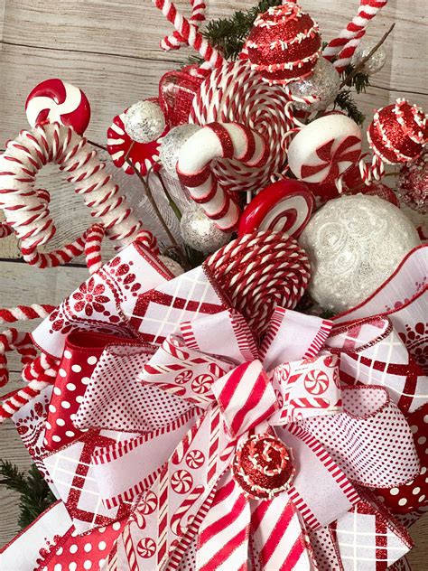 Peppermint Christmas Tree Toppercandy Cane Christmas Tree Topperchristmas Tree Topperred And