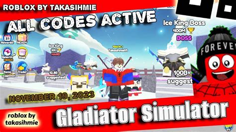 All Codes Active Gladiator Simulator Roblox November 19 2023 YouTube