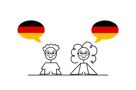 Premium Vector | Deutsch speakers cartoon boy and girl with speech bubbles in german flag colors ...