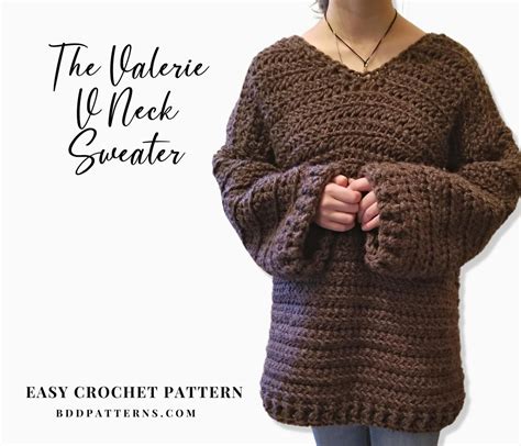 Easy Crochet Pattern | The Valerie V Neck Sweater