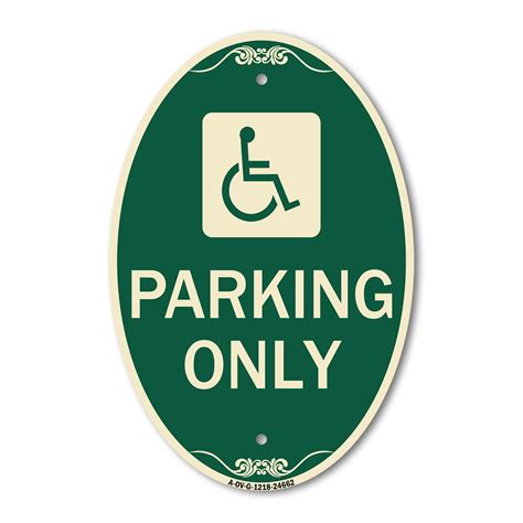 Signmission Designer Oval Series Sign Ada Compliant Parking Only Accessible Symbol Green