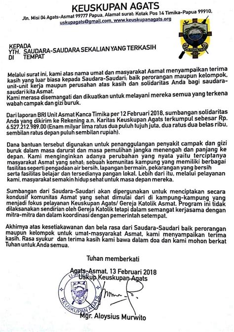 Contoh Surat Ucapan Terima Kasih Atas Sumbangan Berbagai Contoh