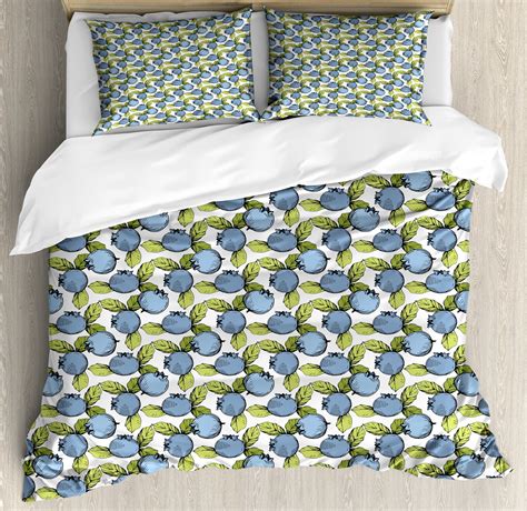 Botany Duvet Cover Sets Blueberry Branch Forest Fruits Juicy Vitamin