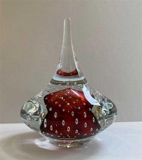 Crystal Paperweight Red Bubbles Mainly Framing