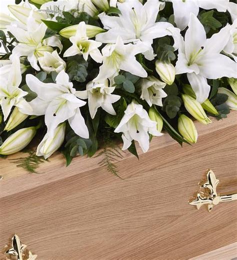 Lily Casket Spray White 4ft Funeral Flowers Birmingham