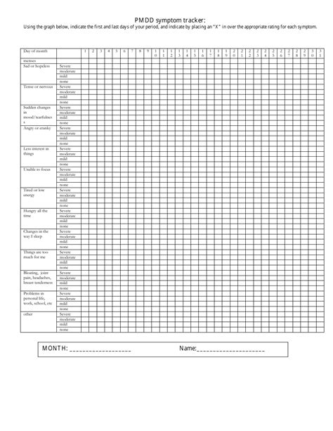 Pmdd Symptom Tracking Chart Download Printable Pdf Templateroller