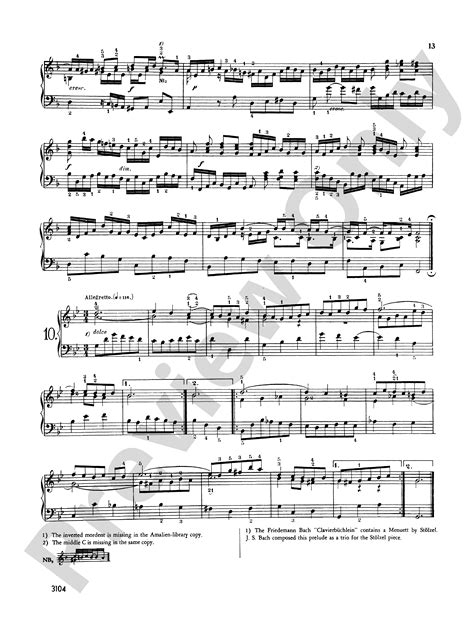 Bach Various Short Preludes And Fugues I Twelve Preludes No 10 Part Digital Sheet Music