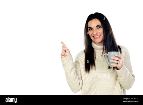 Attractive Brunette Woman Isolated On A White Background Stock Photo Alamy