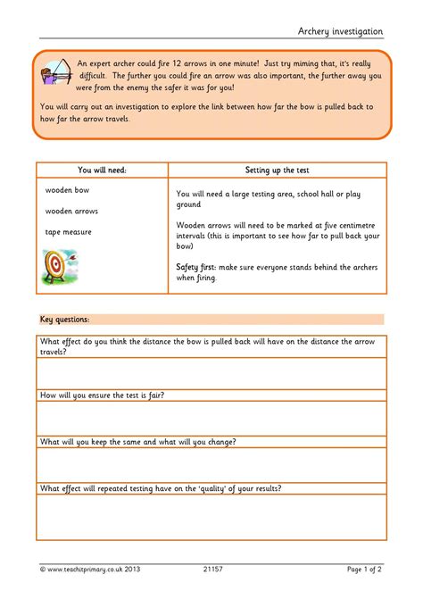 Archery Investigation Ks2 Science Teachit