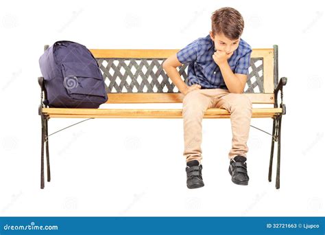 School Boy Sitting On A Bench And Thinking Stock Image Image 32721663