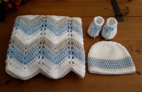 Baby Boy Chevron Ripple Baby Crochet Blanket Afghan Etsy Crochet