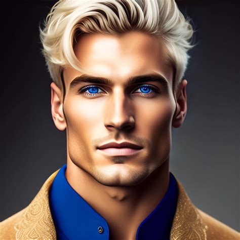 Lexica Face Focus Face Of Handsome Man Blonde Short Hair Blue Eyes