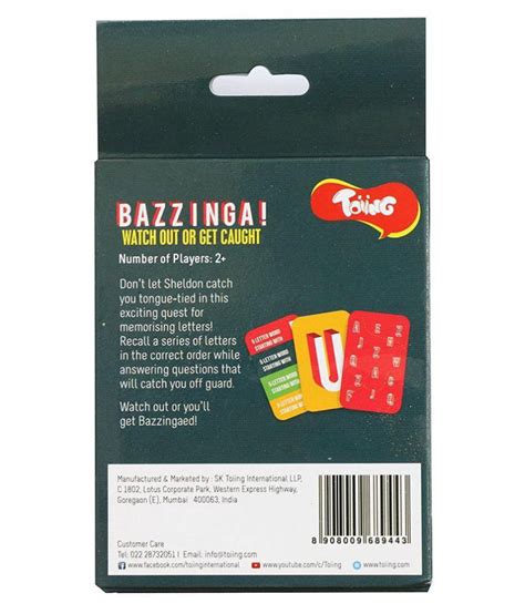 Toiing Bazzinga Educational Card Games For Kids In Travel Friendly