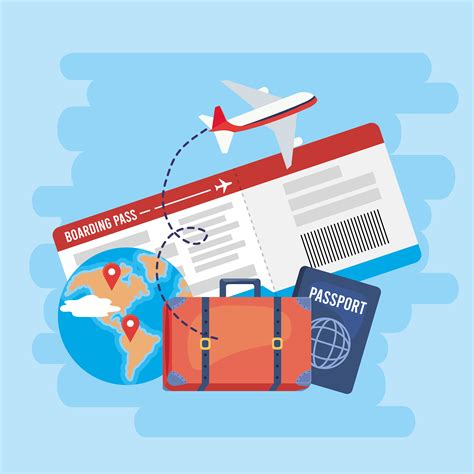 Airplane Ticket With Suitcase And Passport 670448 Vector Art At Vecteezy