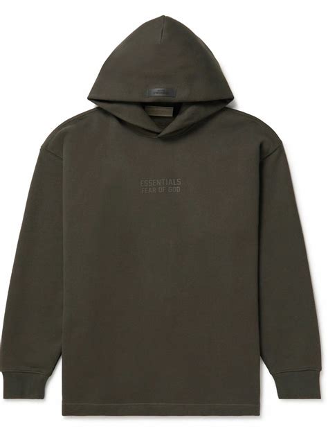 Fear Of God Essentials Logo Appliquéd Cotton Blend Jersey Hoodie Black Fear Of God Essentials