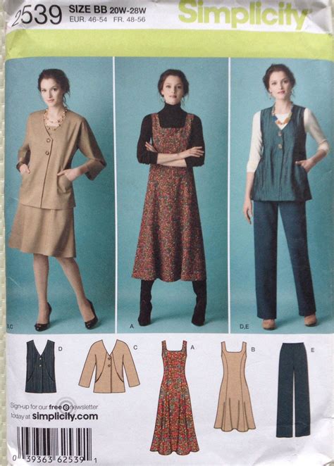 Plus Size Womans Wardrobe Simplicity Sewing Pattern Etsy Canada