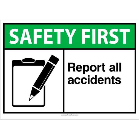 ANSI Safety First Report All Accidents Visual Workplace Inc