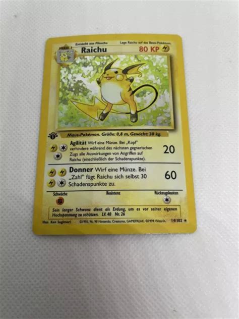 Edition Raichu Pokemon Karte Basis Set Rare Holo Eur