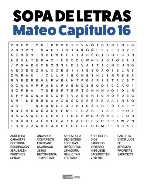 Sopa De Letras Mateo Capítulo 16 Bible Word Searches Bible Words Bible Verses