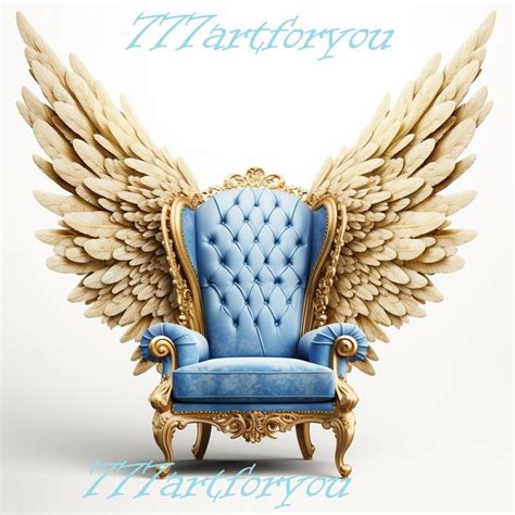 Blue Gold Chair Heavens Gate Forever In Our Hearts Angel Wings Memorial