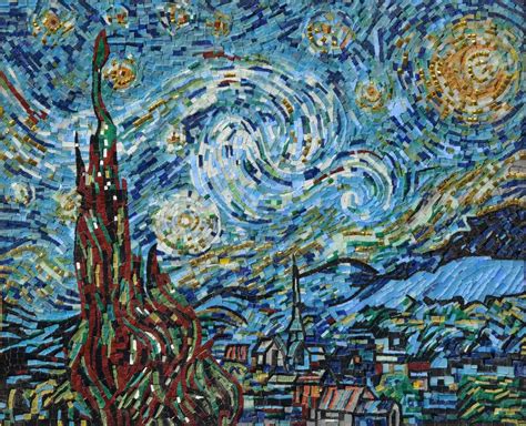 Starry Night Over The Rhone Mosaic Stained Glass Panel Famous