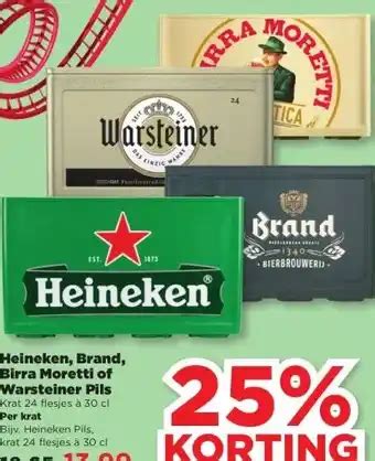 Heineken Brand Birra Moretti of Warsteiner Pils Krat 24 flesjes à 30