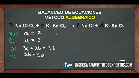 Balanceo De Ecuaciones Por El Metodo Algebraico Pdf