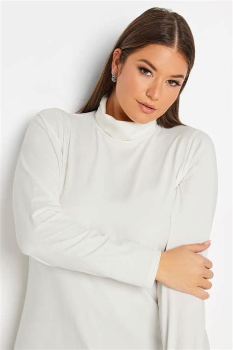 Yours Plus Size White Long Sleeve Turtle Neck Top Yours Clothing