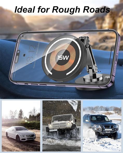 Asengry Phone Holder Car Wireless Charger Magnetic Foldable 15w Ax15 Black