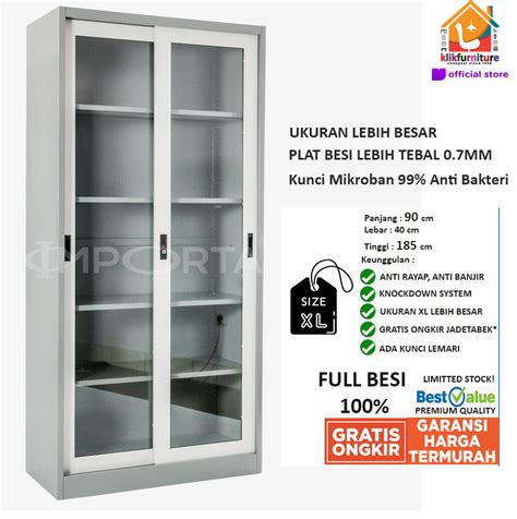 Lemari Arsip Filing Cabinet Besi Pintu Sliding Kaca Sce Bt Lazada