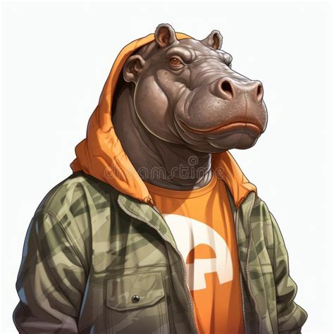 Hippo in Hoodie: Realistic Hyper-detailed Street Wear Portrait in Azuki ...