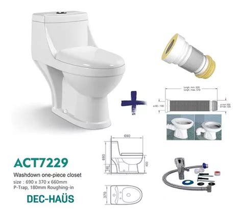 Wc One Piece Dec Haus Descarga Muro Cms Kit Instalacion Cuotas