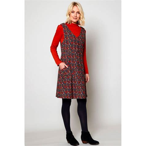 Nomads Retro S Needlecord Pinafore Dress In Rock